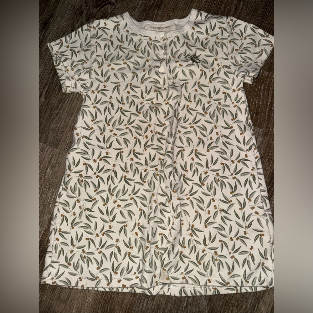 Homegrown Australia Green and White Short Sleeve dress